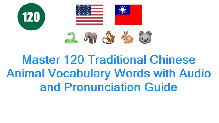 Master 120 Traditional Chinese Animal Vocabulary Words with Audio and Pronunciation Guide